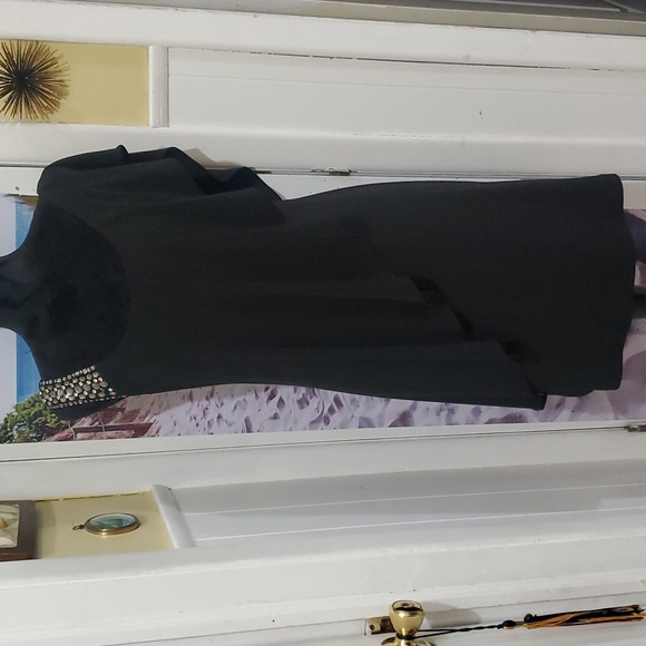 Besty Adam Womens Black Dress Asymmetrical Rhinestone Embellished Size: 10 - Picture 7 of 7